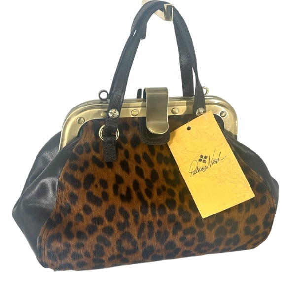 Patricia Nash Coronella Leopard Print Calf Hair Medium Frame Satchel - Picture 2 of 16